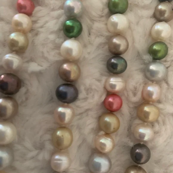 Large Long multicolored Hand Knotted PEARLS~Gorgeous! $500 Value!